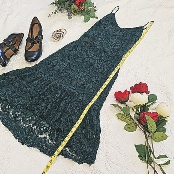 Nectar Women's Evening Dress Size Small Green Lace Spanish Party Midi Holidays - Picture 5 of 14
